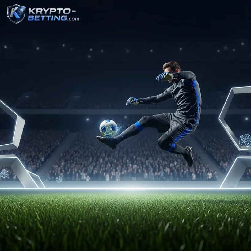 Futuristischer Fußball symbolisiert die Abgabe des Ethereum Wettscheins